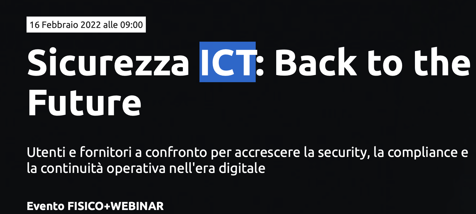 Sicurezza ICT: Back to the Future
